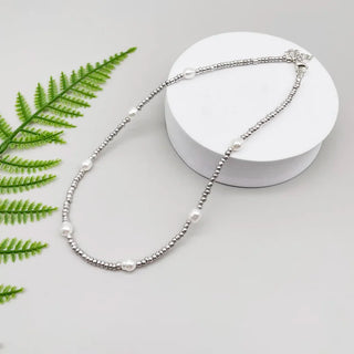 Pearl Silver Choker Necklace