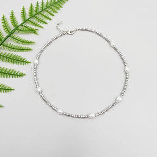 Pearl Silver Choker Necklace