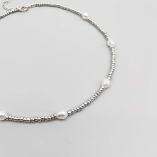 Pearl Silver Choker Necklace