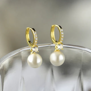 Pearl Zircon Drop Earrings