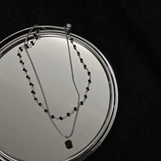 Silver Beaded Choker Necklace