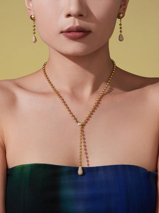 Zircon Gold Drop Earrings