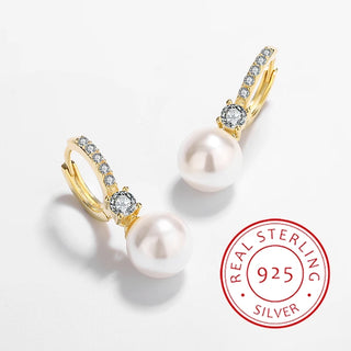 Pearl Zircon Drop Earrings
