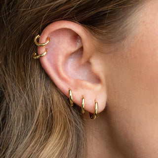Zircon Gold Hoop Earrings