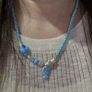 Beaded Chain Pendant Necklace