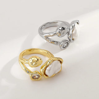 Pearl Zircon Ring