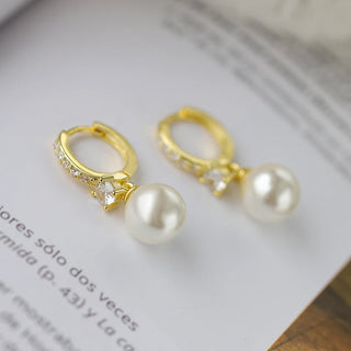 Pearl Zircon Drop Earrings
