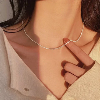 Silver Chain Choker Necklace