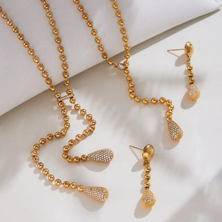 Zircon Gold Drop Earrings