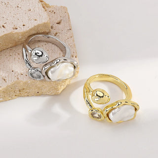 Pearl Zircon Ring