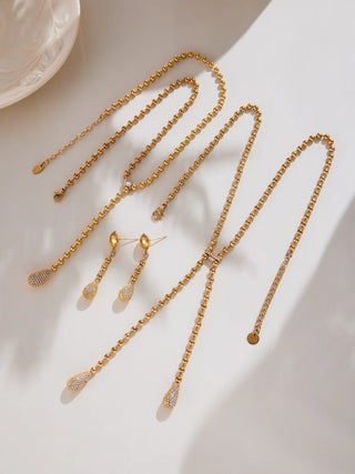 Zircon Gold Drop Earrings