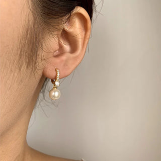 Pearl Zircon Drop Earrings