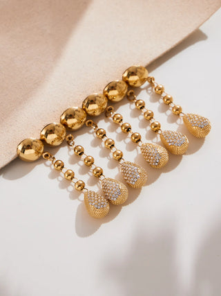 Zircon Gold Drop Earrings