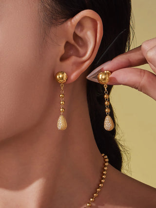 Zircon Gold Drop Earrings