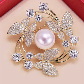Pearl Crystal Brooch
