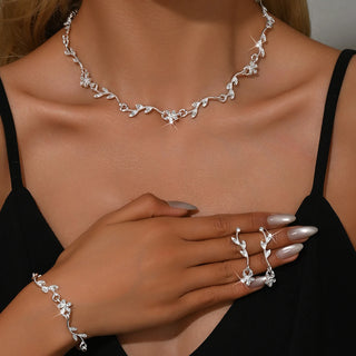 Crystal Silver Jewelry Set