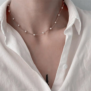 Silver Beaded Choker Necklace