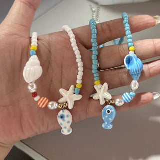 Beaded Chain Pendant Necklace