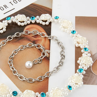 Rhinestone Floral Waist Belt