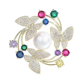 Pearl Crystal Brooch
