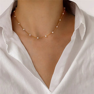 Silver Beaded Choker Necklace
