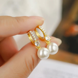 Pearl Zircon Drop Earrings