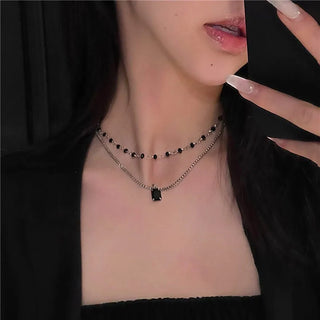 Silver Beaded Choker Necklace