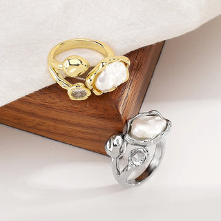 Pearl Zircon Ring