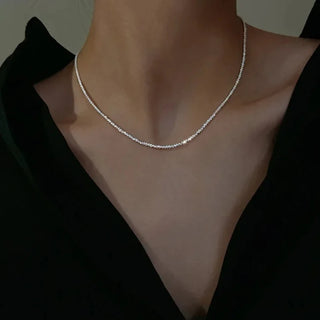 Silver Chain Choker Necklace