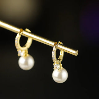 Pearl Zircon Drop Earrings
