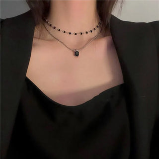 Silver Beaded Choker Necklace